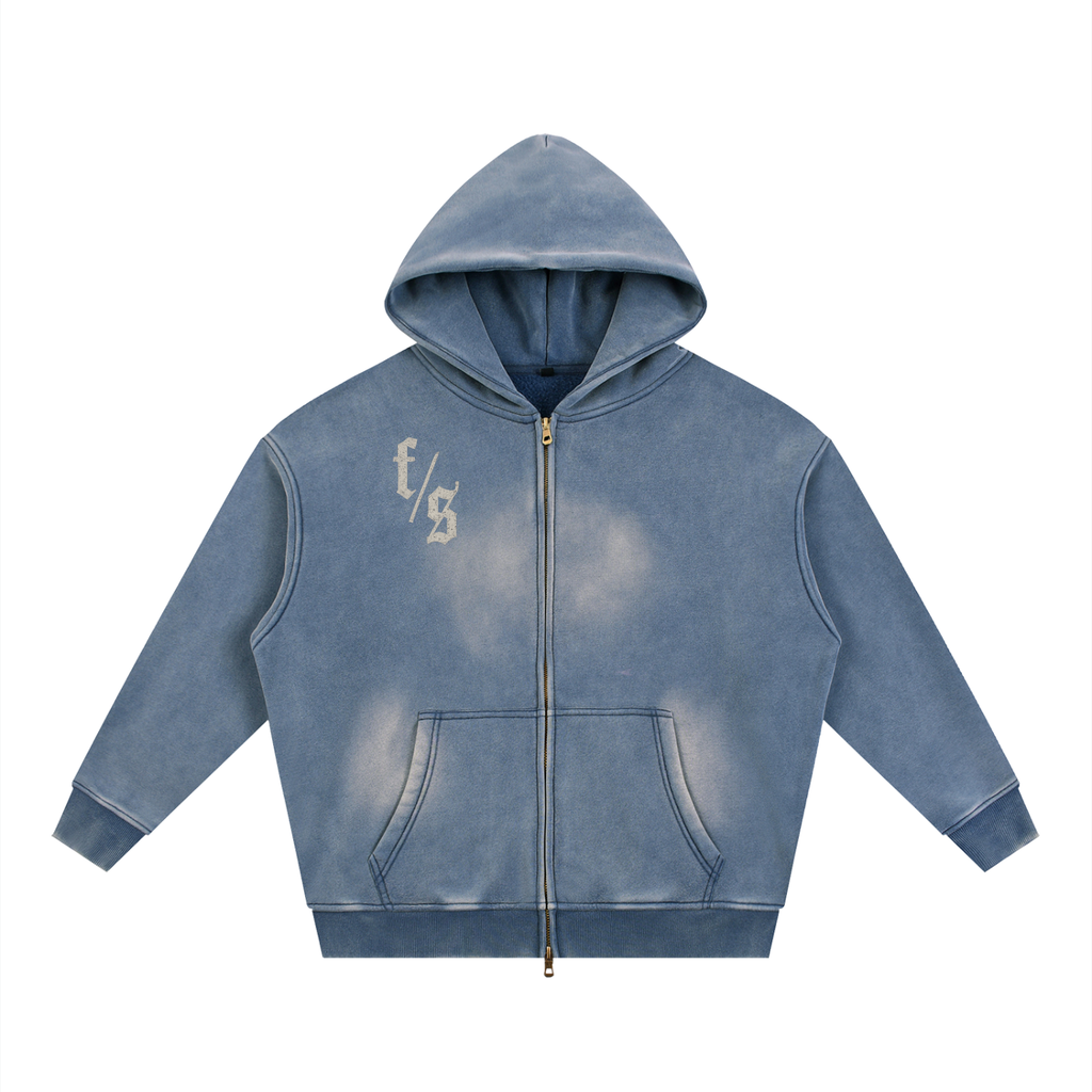 Sunfade Two-way Zipper Boxy Fleece Hoodie