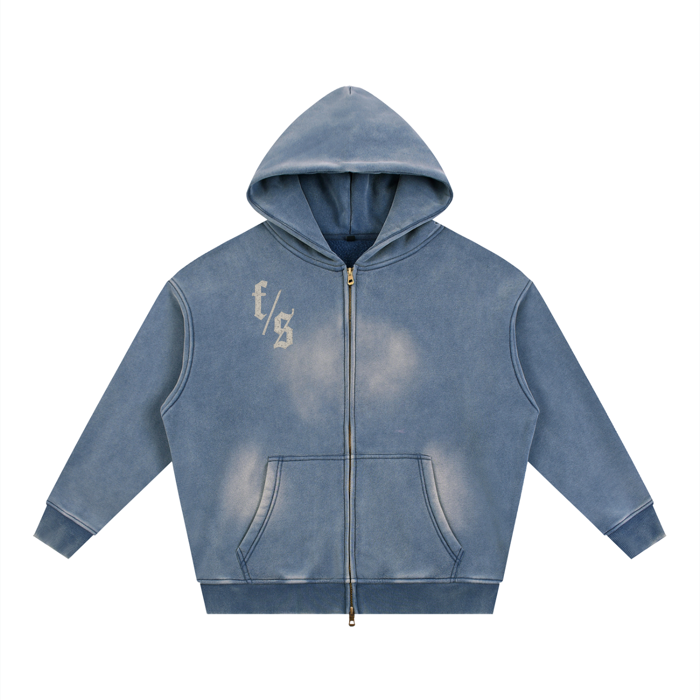 Sunfade Two-way Zipper Boxy Fleece Hoodie