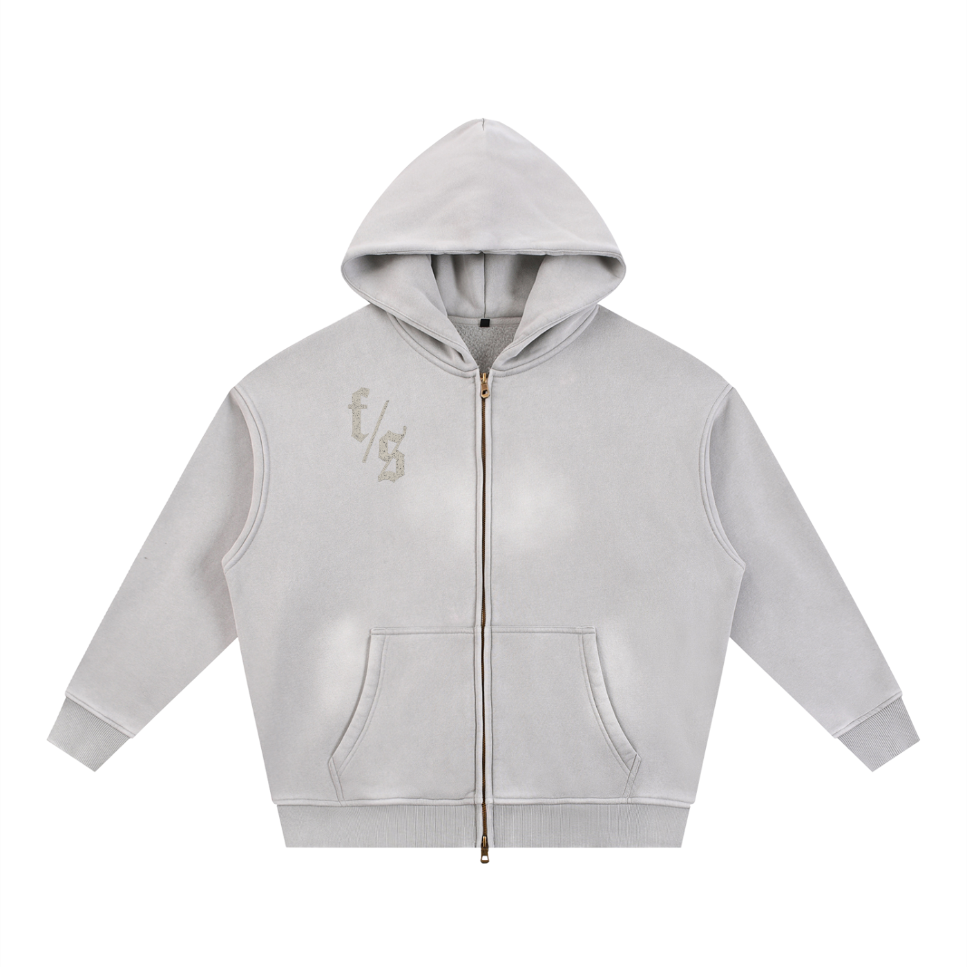 Sunfade Two-way Zipper Boxy Fleece Hoodie