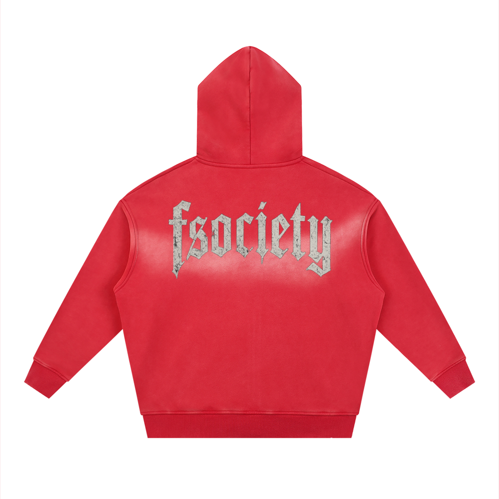 Sunfade Two-way Zipper Boxy Fleece Hoodie