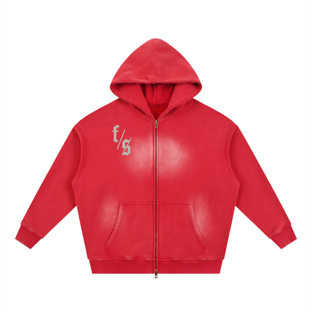 Sunfade Two-way Zipper Boxy Fleece Hoodie