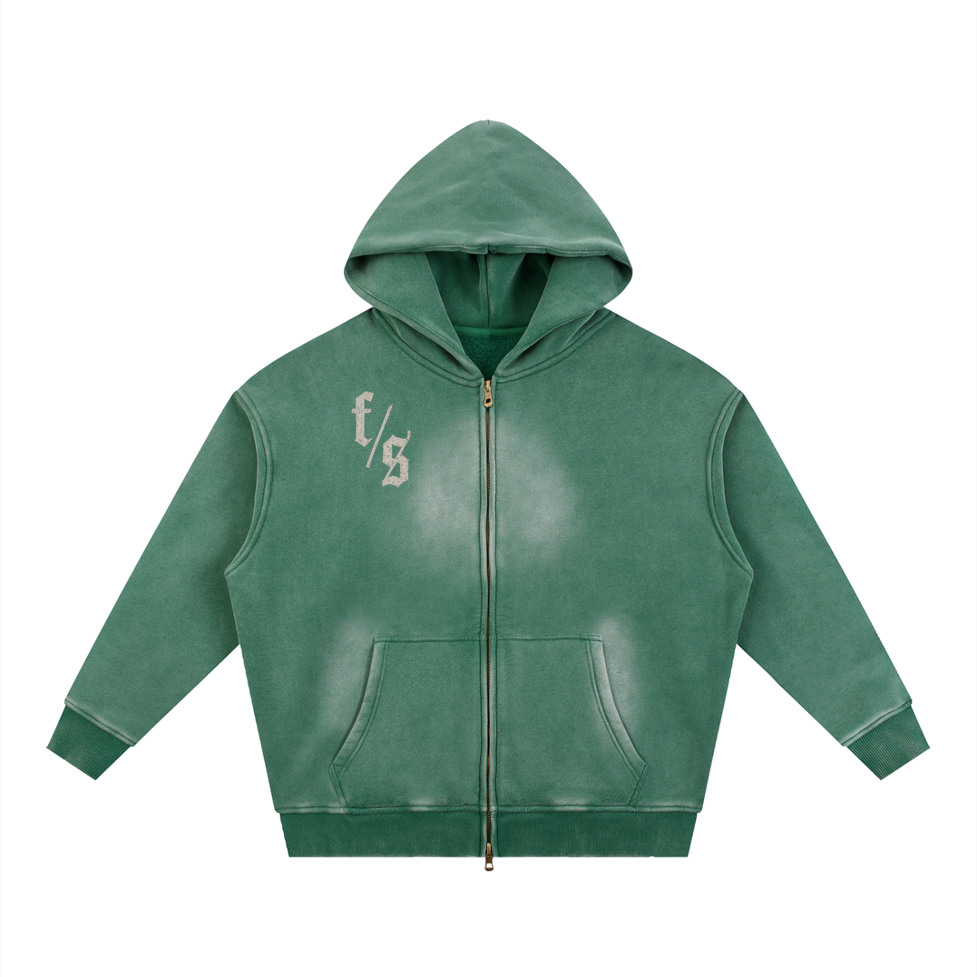 Sunfade Two-way Zipper Boxy Fleece Hoodie