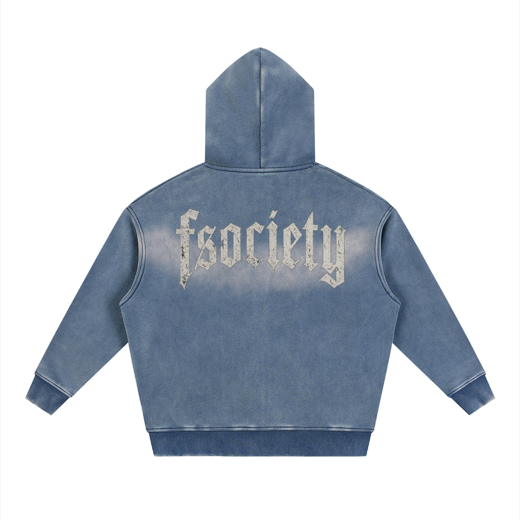 Sunfade Two-way Zipper Boxy Fleece Hoodie